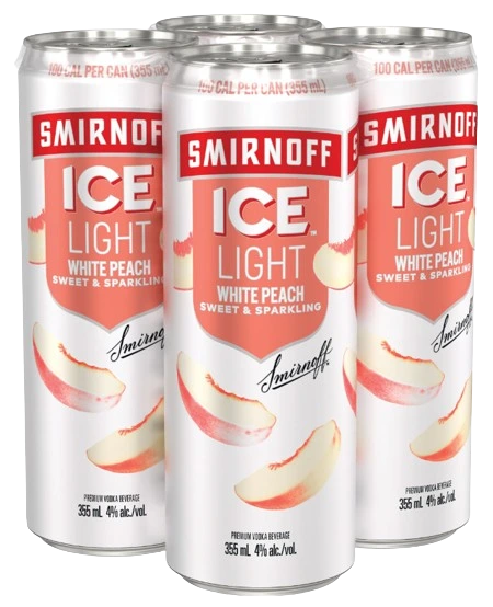 SMIRNOFF ICE LIGHT PEACH SODA 355ML 4PK CAN