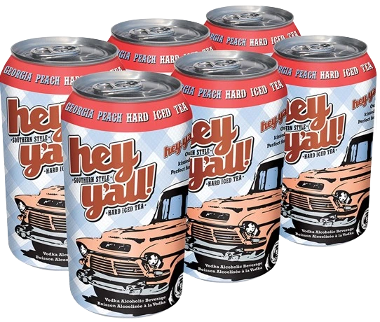 HEY YALL GEORGIA PEACH ICED TEA 341ML 6PK CAN