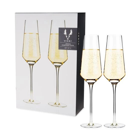 VISKI RAYE CRYSTAL CHAMPAGNE FLUTES 2PK