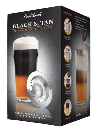 FINAL TOUCH GLASS BLACK & TAN BEER SET