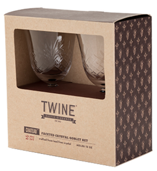 TWINE GOBLET CRYSTAL FACETED 2PC