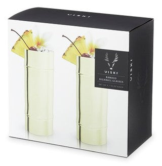 VISKI PACIFIC GLASS BAMBOO HIGHBALL S/2