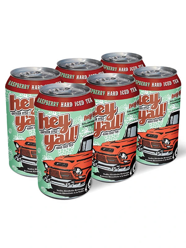 HEY YALL RASPBERRY ICED TEA 341ML 6PK CAN