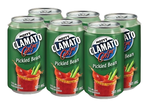 MOTTS CLAMATO CAESAR PICKLED BEAN 341ML 6PK CAN