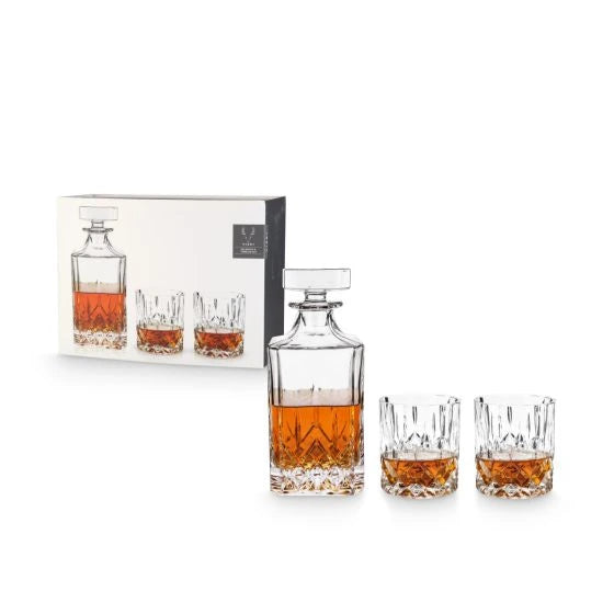 VISKI DECANTER & TWO GLASSES SET