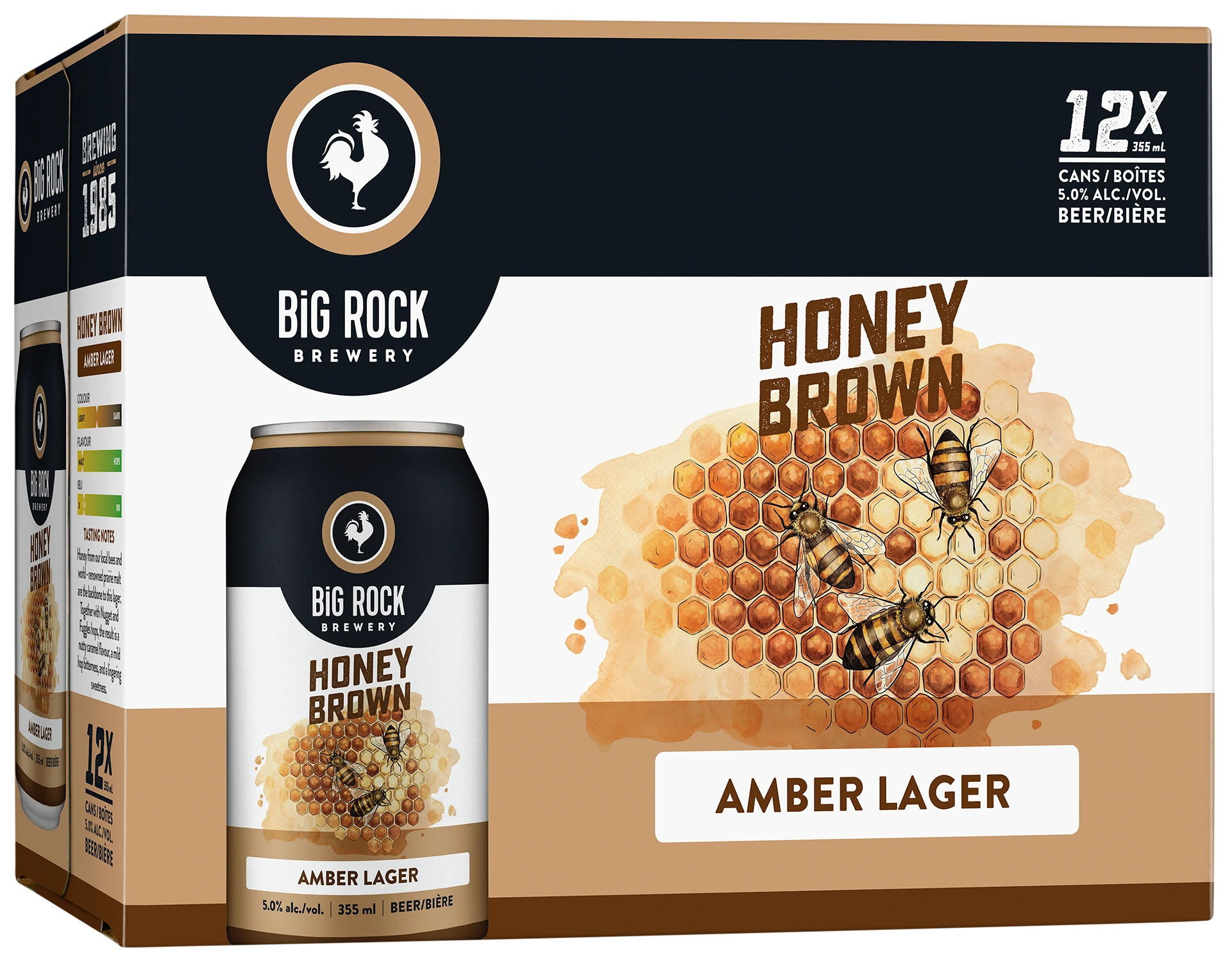 BIG ROCK HONEY BROWN AMBER LAGER 355ML 12PK CAN