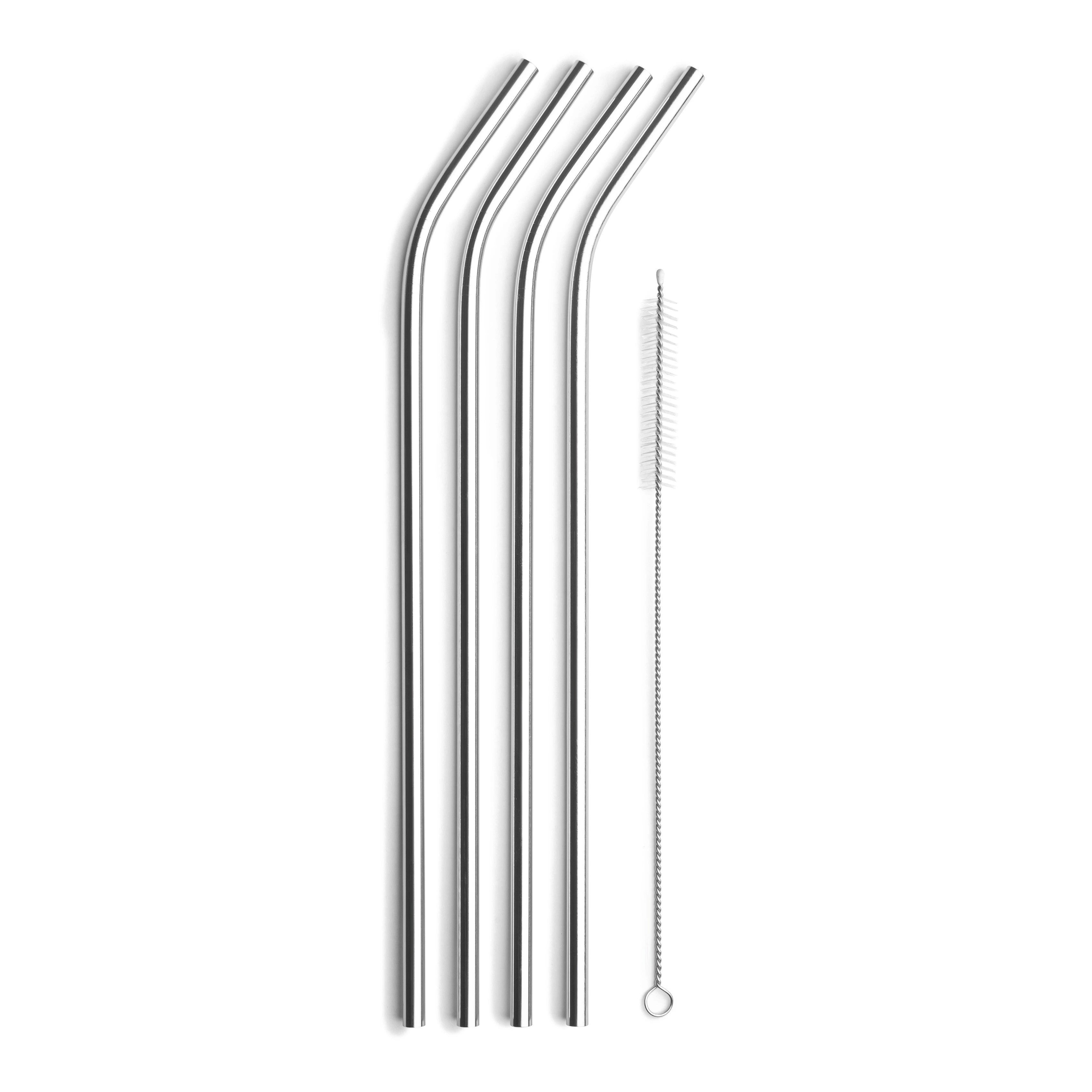 FINAL TOUCH CURVED STAINLESS STEEL STRAWS WITH BRUSH