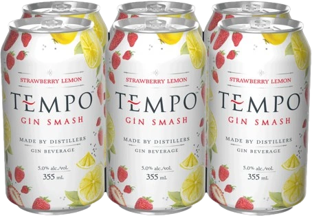 TEMPO GIN SMASH STRAWBERRY LEMON 355ML 6PK CAN