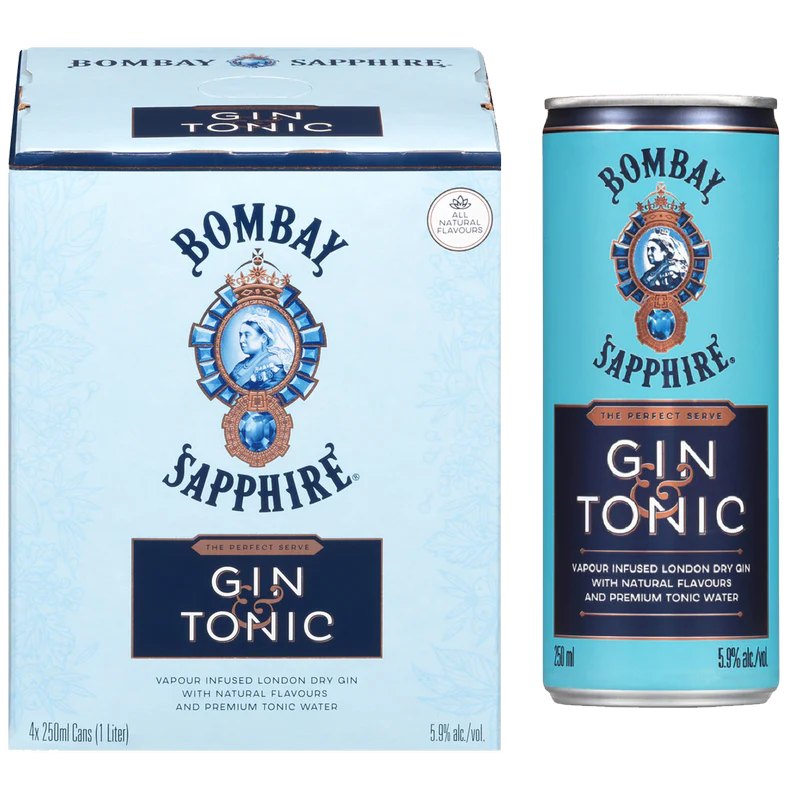 BOMBAY SAPPHIRE GIN & TONIC 250ML 4PK CAN @ Kelowna [1031255]