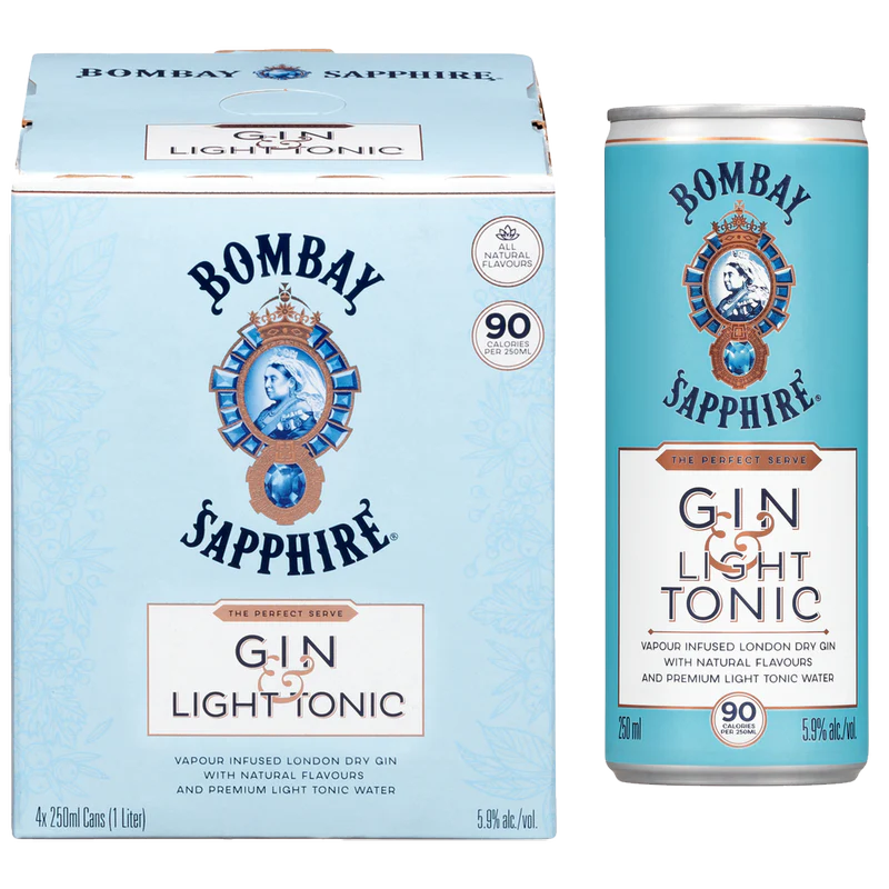 BOMBAY SAPPHIRE GIN & LIGHT TONIC 250ML 4PK CAN @ Kelowna [1031256]