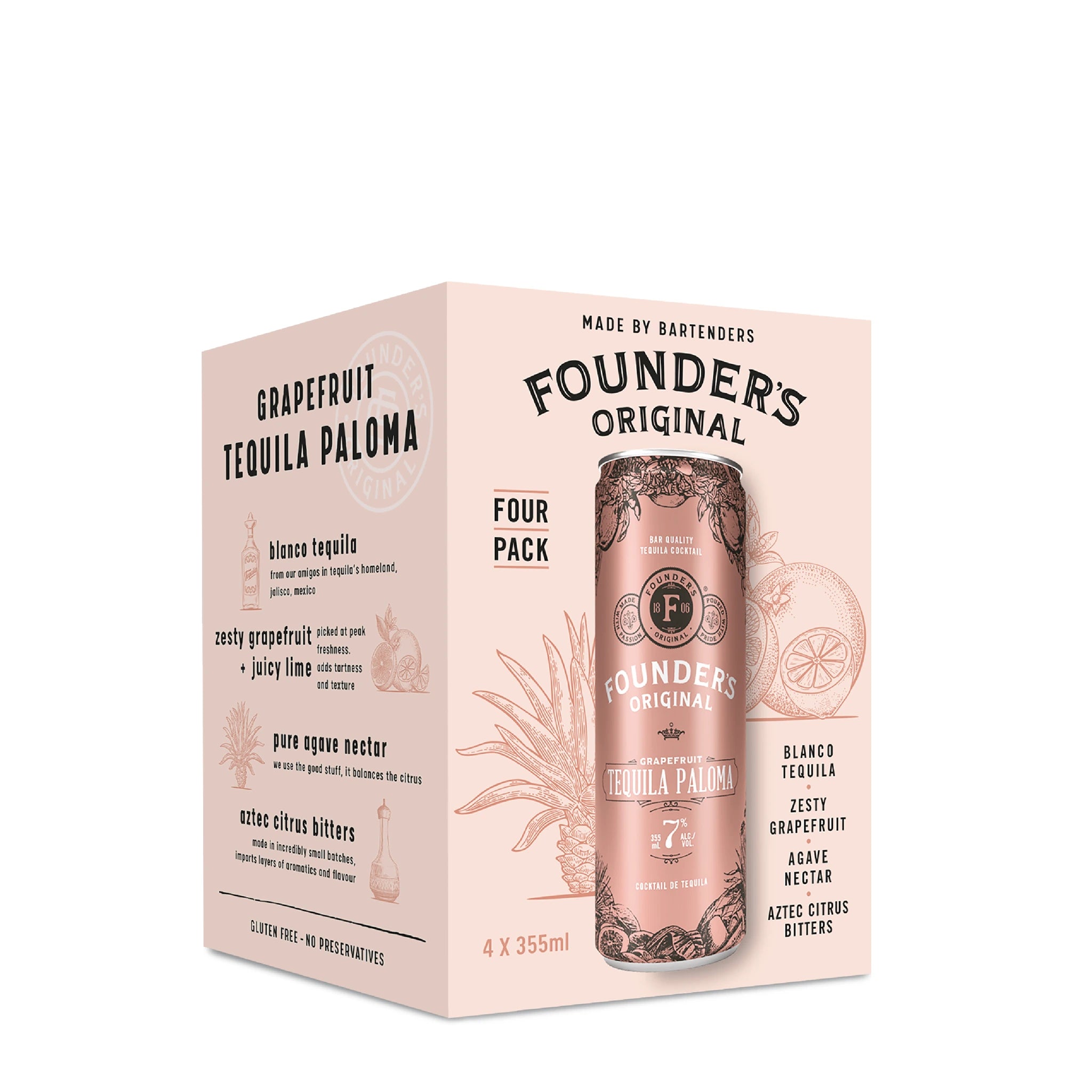 FOUNDERS ORIGINAL GRAPEFRUIT TEQUILA PALOMA 355ML 4PK CAN