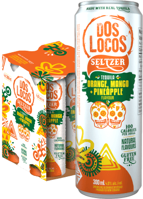 DOS LOCOS ORANGE MANGO PINEAPPLE SELTZER 300ML 4PK CAN