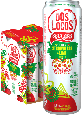 DOS LOCOS STRAWBERRY LIME TEQUILA SELTZER 300ML 4PK CAN