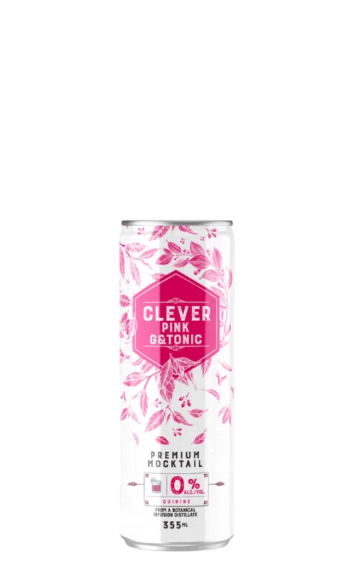 CLEVER NON ALC PINK GIN & TONIC 355ML CAN