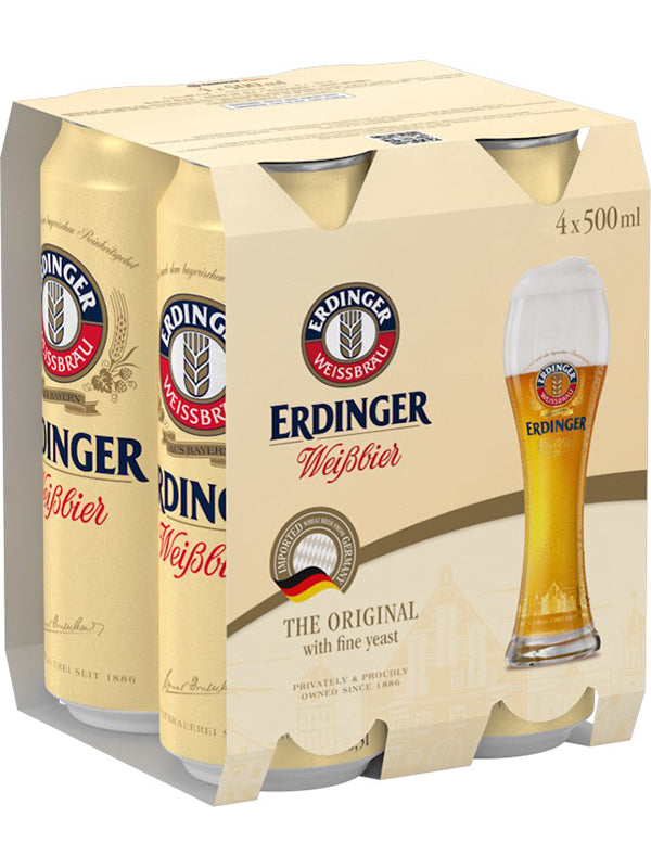 ERDINGER WEISSBIER 500ML 4PK CAN