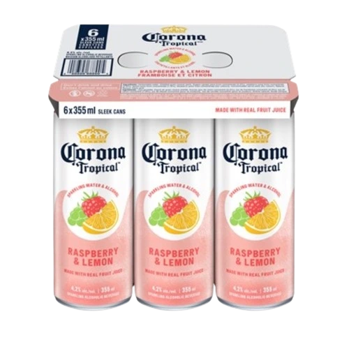 CORONA TROPICAL RASPBERRY & LEMON 355ML 6PK CAN