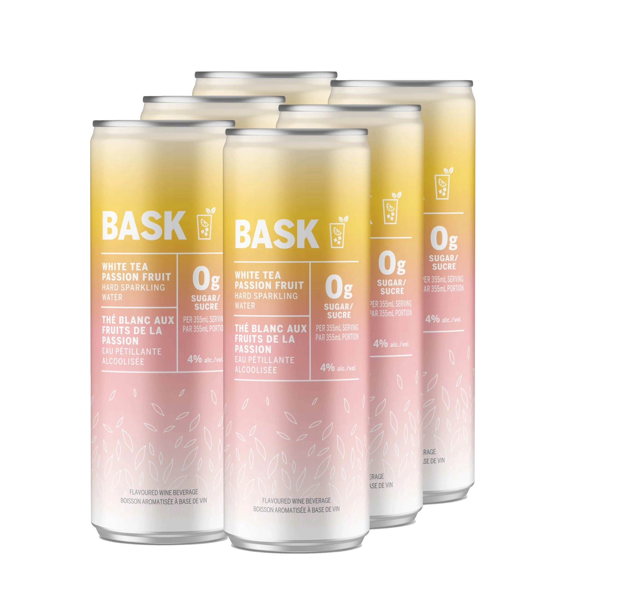 BASK WHITE TEA PASSION FRUIT 355ML 6PK CAN