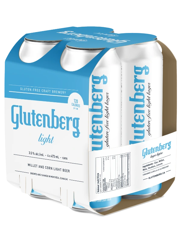 GLUTENBERG LIGHT LAGER 473ML 4PK CAN