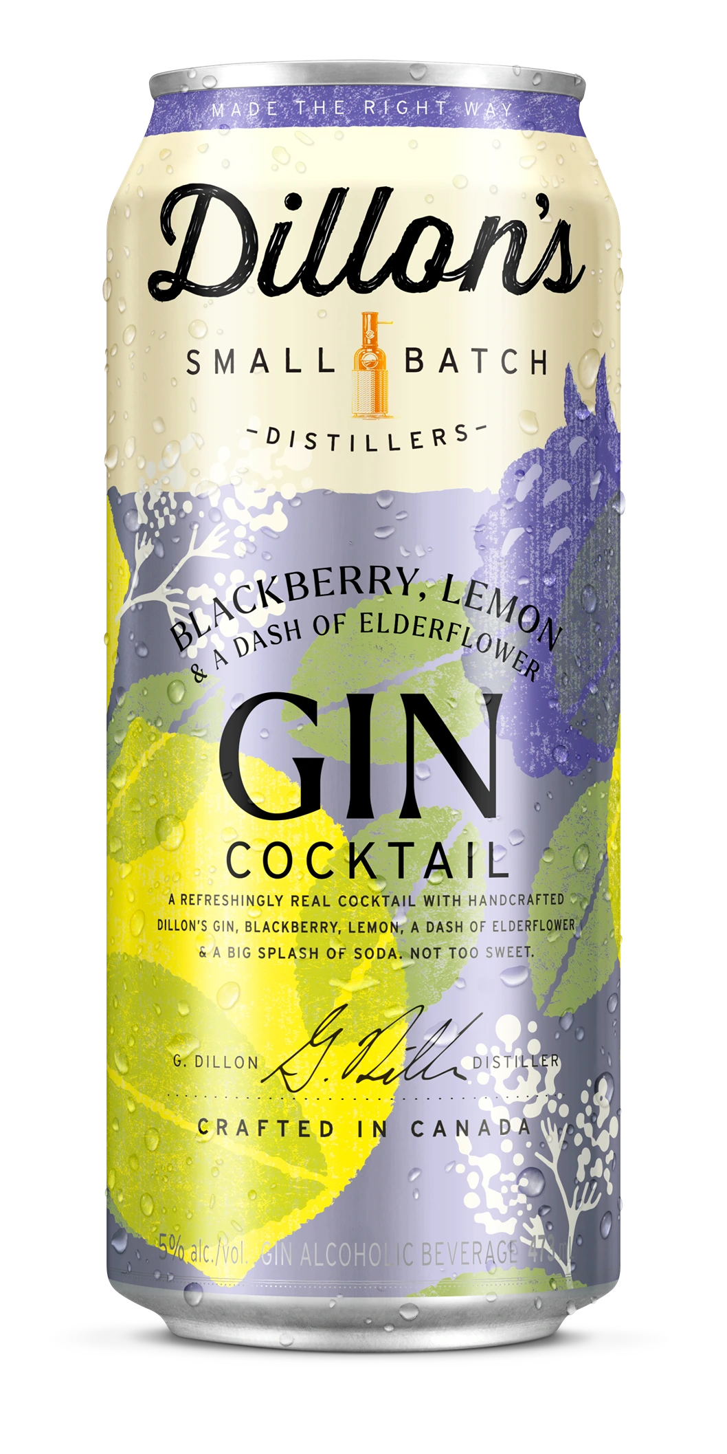 DILLONS BLACKBERRY LEMON & A DASH OF ELDERFLOWER 473ML CAN