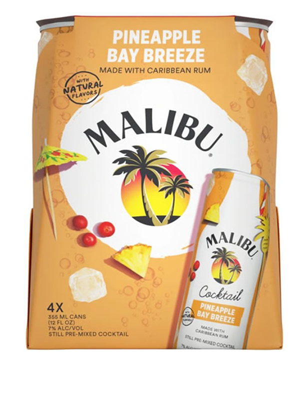 MALIBU PINEAPPLE BAY BREEZE 355ML 4PK CAN