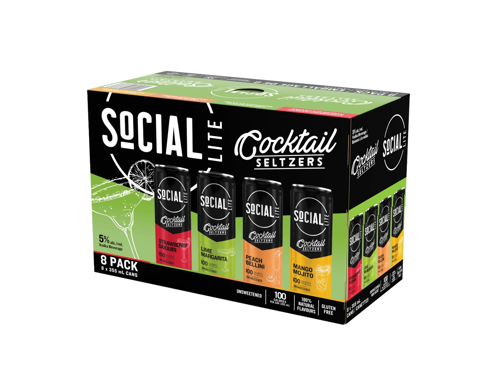 SOCIAL LITE COCKTAIL SELTZER MIXER 355ML 8PK CAN