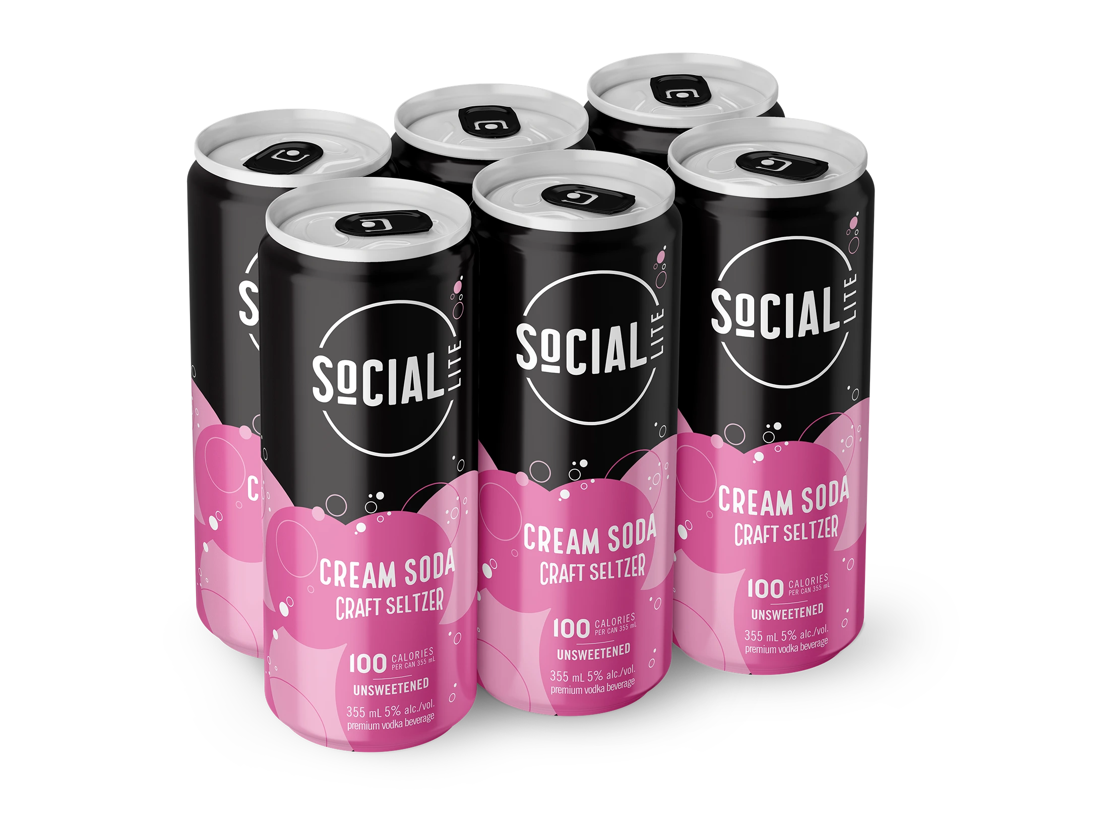 SOCIAL LITE CREAM SODA SELTZER 355ML 6PK CAN