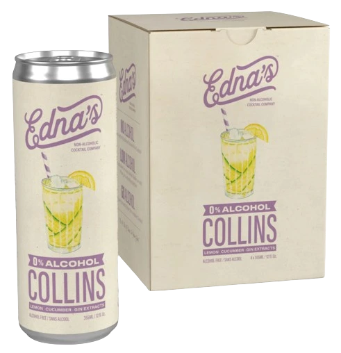 EDNAS 0% ALCOHOL COLLINS 355ML 4PK CAN