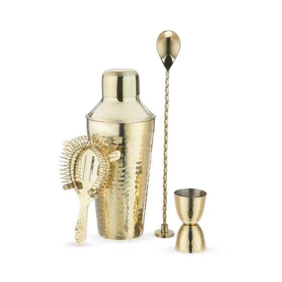 TWINE GOLD HAMMERED BARWARE SET