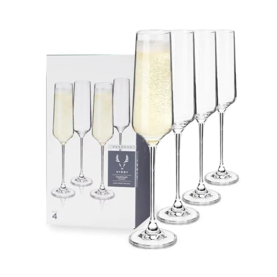 VISKI RESERVE EUROPEAN CRYSTAL WINE GLASSES CHAMPAGNE