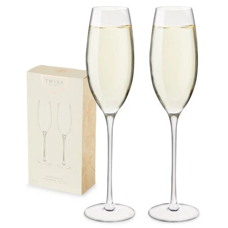 TWINE LINGER CRYSTAL WINE GLASSES CHAMPAGNE