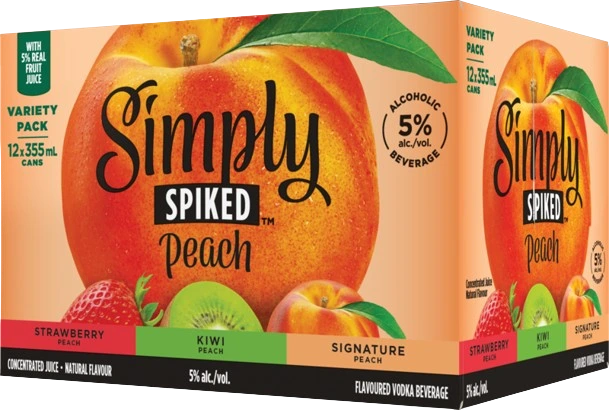 SIMPLY SPIKED PEACH VARIETY 355ML 12PK CAN