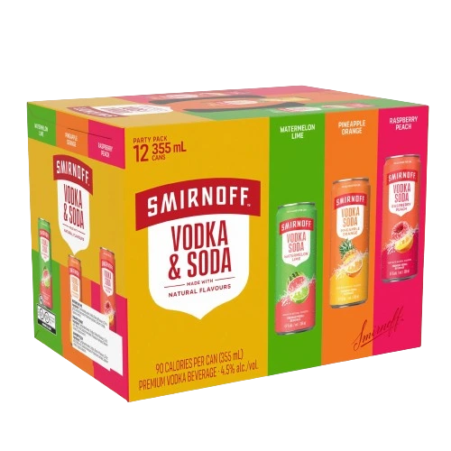 SMIRNOFF VODKA & SODA PARTY PACK 355ML 12PK CAN