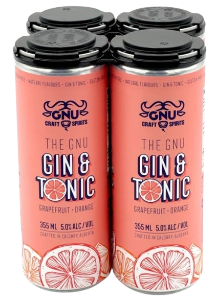 GNU GIN & TONIC GRAPEFRUIT ORANGE 355ML 4PK CAN