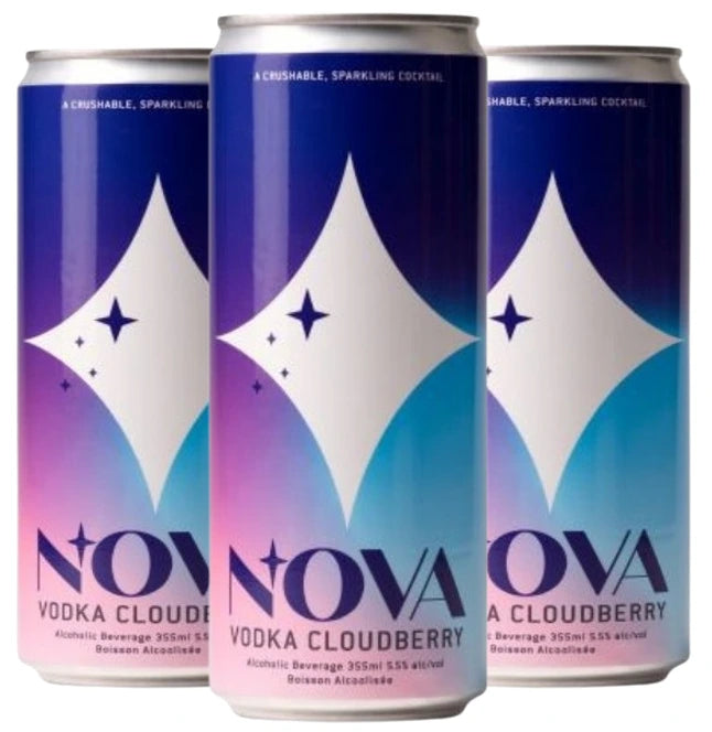 NOVA VODKA CLOUDBERRY 355ML 4PK CAN