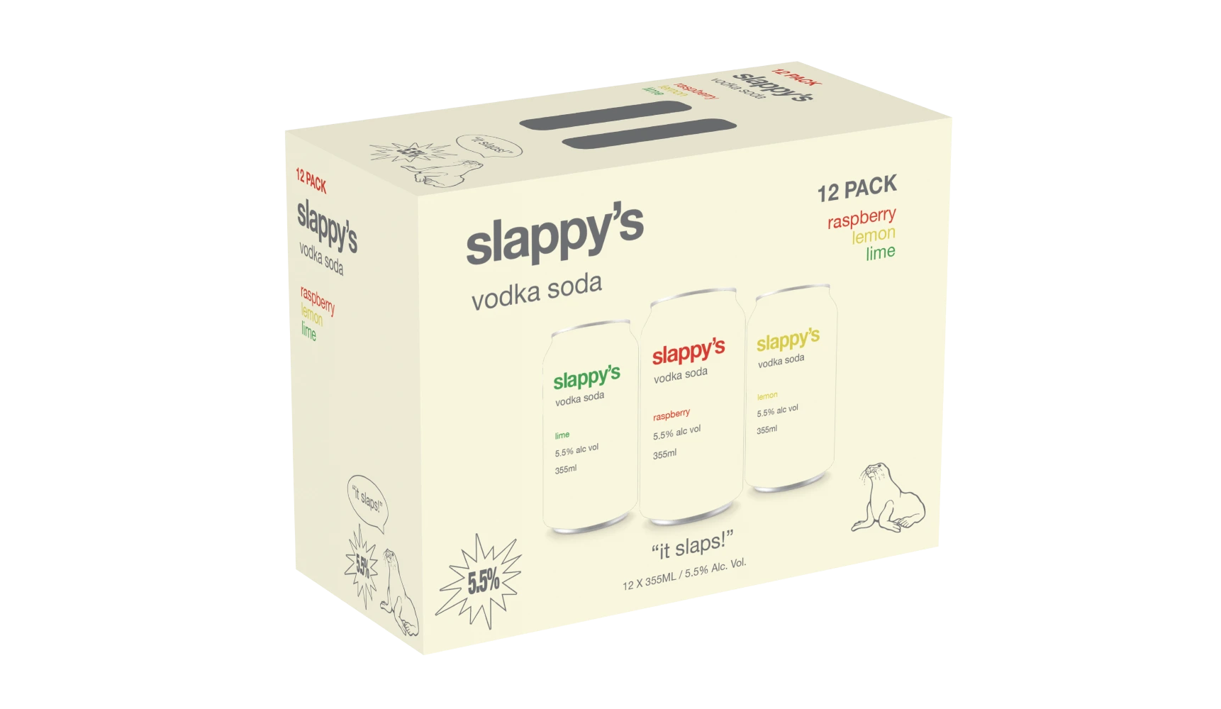 SLAPPYS VODKA SODA MIX PACK 12PK 355ML CAN