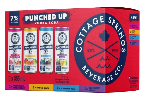 COTTAGE SPRING VODKA SODA PUNCHED UP MIXER 355ML 8PK CAN