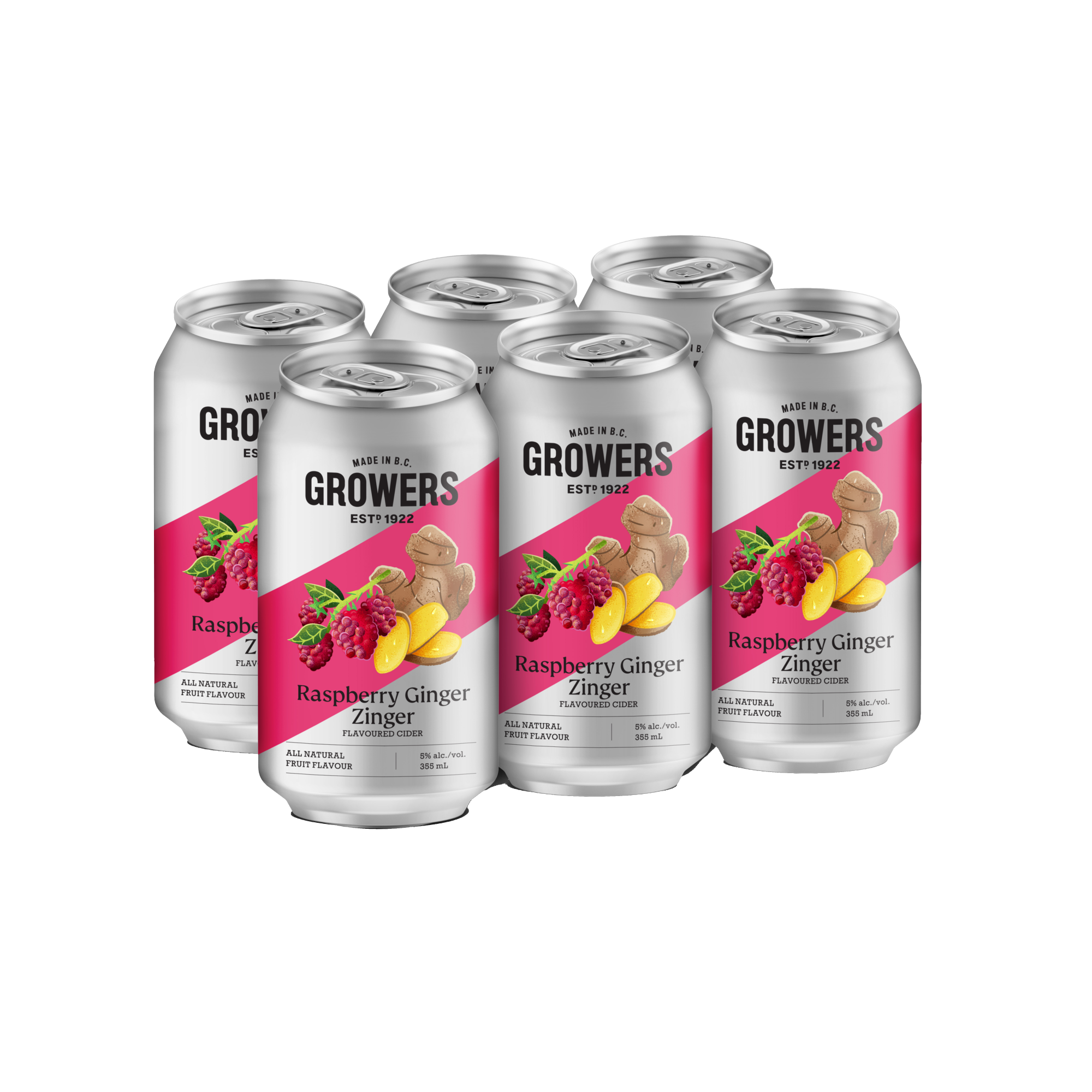 GROWERS RASPBERRY GINGER CIDER 355ML 6PK CAN @ Kelowna [1004851]