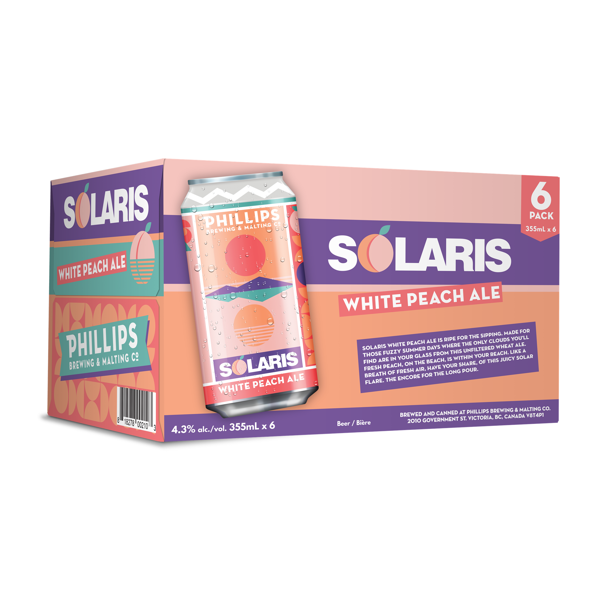 PHILLIPS SOLARIS WHITE PEACH ALE 355ML 6PK CAN @ Kelowna [1004873]