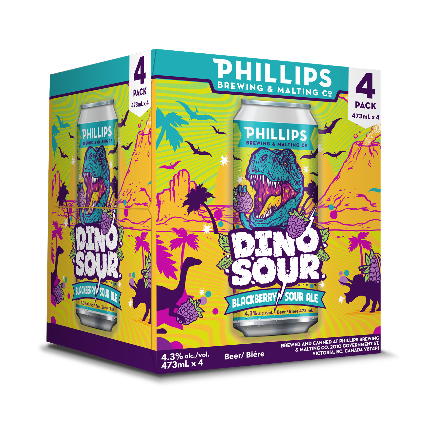 PHILLIPS DINOSOUR BLACKBEERY SOUR ALE 473ML 4PK CAN @ Kelowna [1009820]