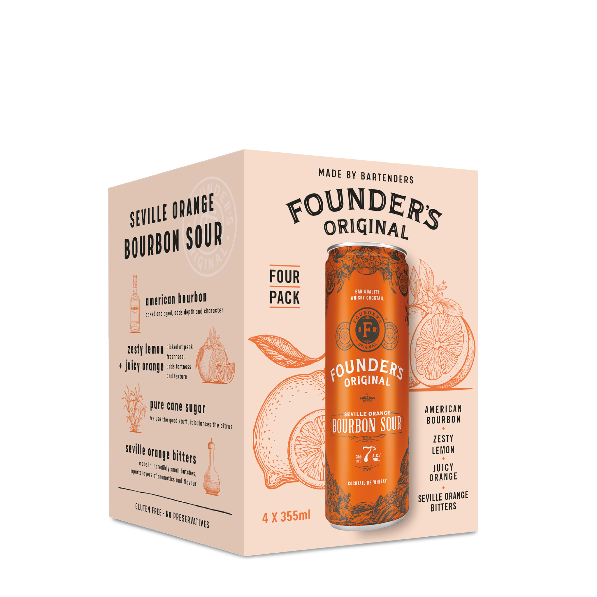 FOUNDERS ORIGINAL SEVILLE ORANGE BOURBON SOUR 355ML 4PK CAN @ Kelowna [1032165]